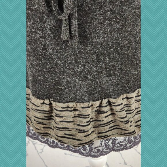 John Fashion Wool Blend Textured Floral Applique Midi Dress - Picture 5 of 6